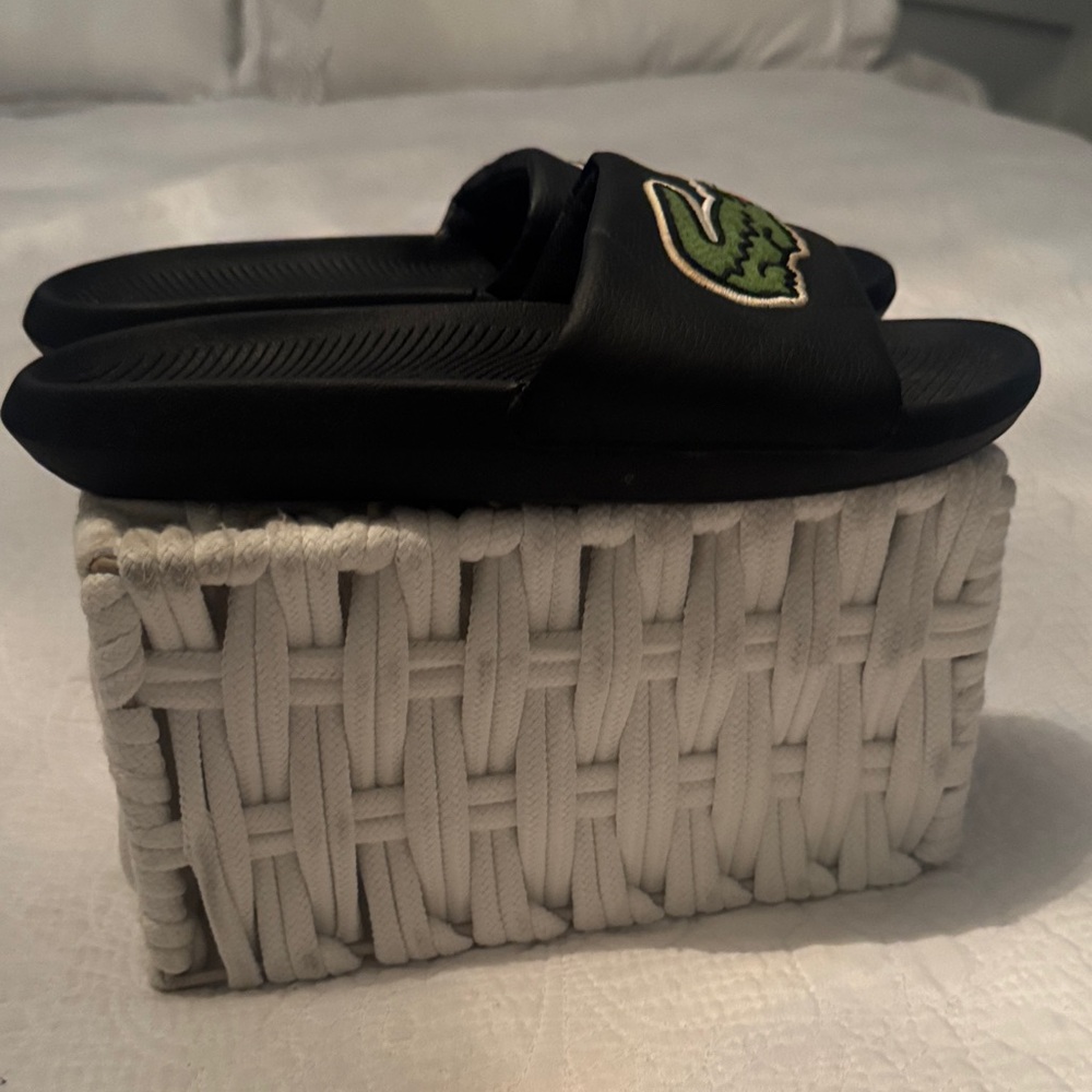 Lacoste Black and Green Slide Sandals - Picture 4 of 4
